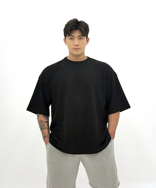 BARBELLWORKS(バーベルワークス)の「ジムウェアストリートスタンダードオーバーボックスフィット(Tシャツ/カットソー・メンズ・ブラック/チャコール/ホワイト/ピンク/カーキ・MEDIUM/SMALL/LARGE/X-LARGE/XX-LARGE)」の6枚目の写真