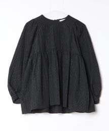 yori ヨリ　ブラック　ブラウス　シャツ yori(ヨリ)の「【2020AW】ノーカラーフリルシャツ」 - PARTE