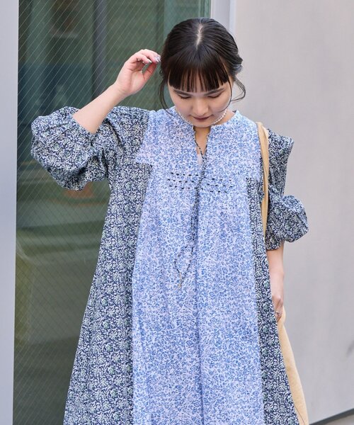 CIAOPANIC TYPY(チャオパニックティピー)の「【Aguni】花柄切替袖ボリュームワンピース(ワンピース・レディース・レッド/ブルー・ONE SIZE)」の4枚目の写真