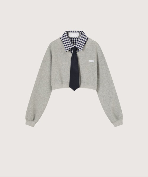 LA POMME petit（ラポミ・プチ）の「Preppy Macaron Sweat Pleats Skirt Set Up（セットアップ・レディース・イエロー/ネイビー/ブルー/グレー・FREE）」の5枚目の写真