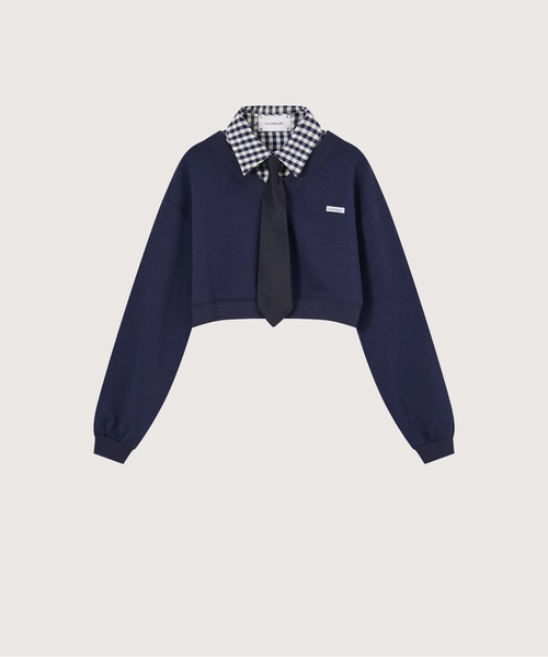 LA POMME petit（ラポミ・プチ）の「Preppy Macaron Sweat Pleats Skirt Set Up（セットアップ・レディース・イエロー/ネイビー/ブルー/グレー・FREE）」の6枚目の写真