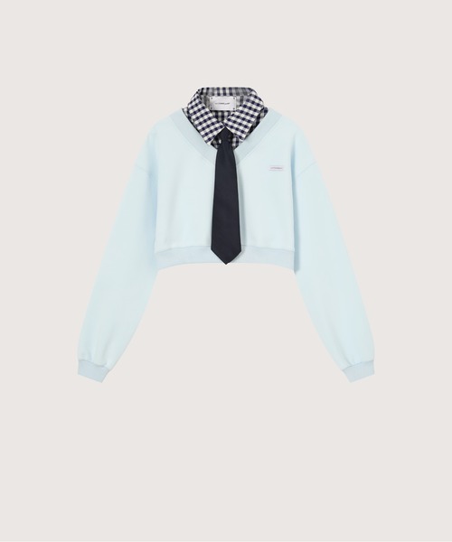 LA POMME petit（ラポミ・プチ）の「Preppy Macaron Sweat Pleats Skirt Set Up（セットアップ・レディース・イエロー/ネイビー/ブルー/グレー・FREE）」の7枚目の写真