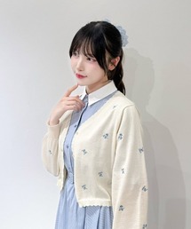 F i.n.t | 【UVカット】小花刺繍ニットカーディガン/fint フィント(カーディガン/ボレロ)