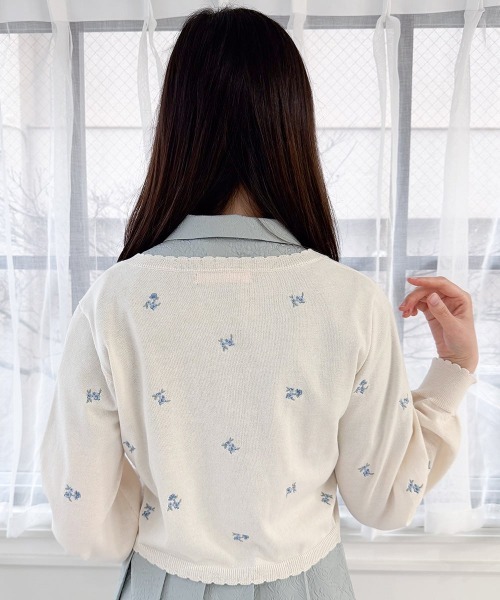 F i.n.t(フィント)の「【UVカット】小花刺繍ニットカーディガン/fint フィント(カーディガン/ボレロ・レディース・アイボリー/ライトピンク/ライトブルー・FREE)」の7枚目の写真