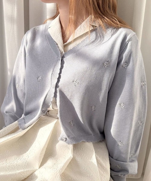 F i.n.t(フィント)の「【UVカット】小花刺繍ニットカーディガン/fint フィント(カーディガン/ボレロ・レディース・アイボリー/ライトピンク/ライトブルー・FREE)」の10枚目の写真
