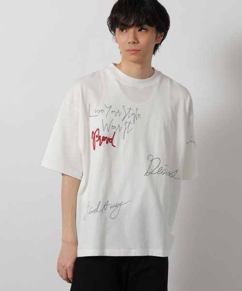 LAKOLE(ラコレ)の「トビガラ梨地Tシャツ / 669034(Tシャツ/カットソー・メンズ・ホワイト/ブラック/ブルー・MEDIUM/LARGE)」の1枚目の写真