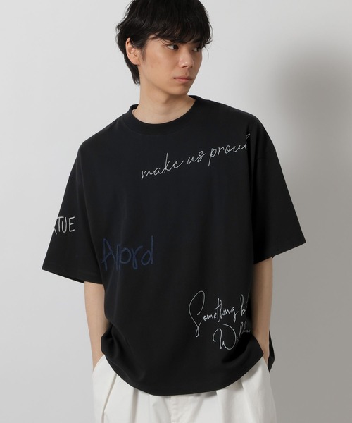 LAKOLE(ラコレ)の「トビガラ梨地Tシャツ / 669034(Tシャツ/カットソー・メンズ・ホワイト/ブラック/ブルー・MEDIUM/LARGE)」の2枚目の写真