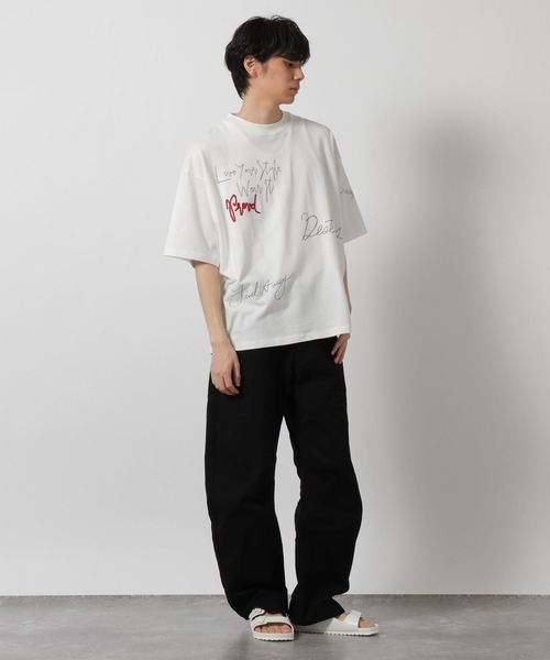 LAKOLE(ラコレ)の「トビガラ梨地Tシャツ / 669034(Tシャツ/カットソー・メンズ・ホワイト/ブラック/ブルー・MEDIUM/LARGE)」の4枚目の写真