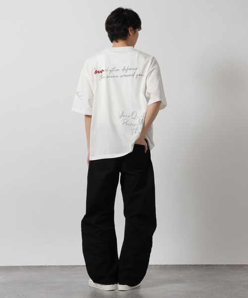 LAKOLE(ラコレ)の「トビガラ梨地Tシャツ / 669034(Tシャツ/カットソー・メンズ・ホワイト/ブラック/ブルー・MEDIUM/LARGE)」の5枚目の写真