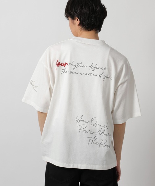 LAKOLE(ラコレ)の「トビガラ梨地Tシャツ / 669034(Tシャツ/カットソー・メンズ・ホワイト/ブラック/ブルー・MEDIUM/LARGE)」の6枚目の写真