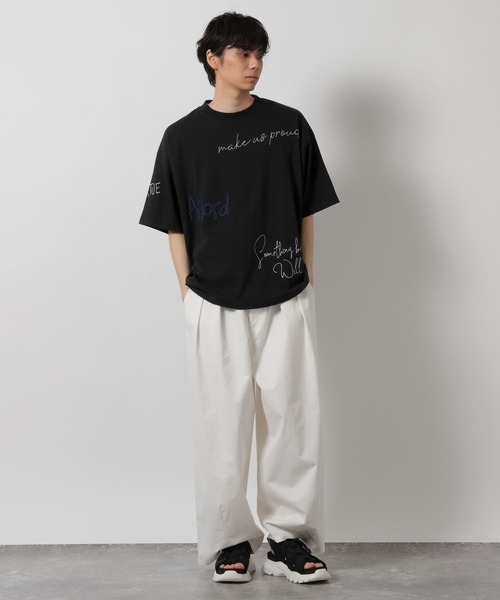 LAKOLE(ラコレ)の「トビガラ梨地Tシャツ / 669034(Tシャツ/カットソー・メンズ・ホワイト/ブラック/ブルー・MEDIUM/LARGE)」の7枚目の写真