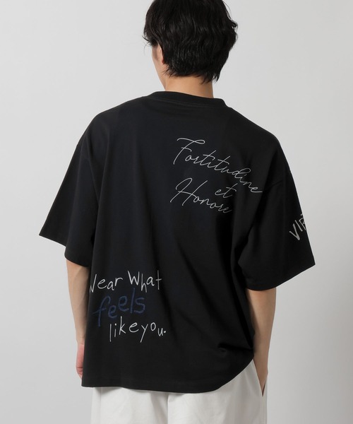 LAKOLE(ラコレ)の「トビガラ梨地Tシャツ / 669034(Tシャツ/カットソー・メンズ・ホワイト/ブラック/ブルー・MEDIUM/LARGE)」の9枚目の写真
