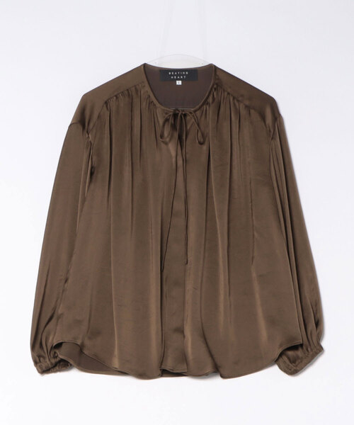 BEATING HEART(ビーティングハート)の「【S】【it】【BEATING HEART】リボンブラウス(Tシャツ/カットソー・レディース・ブラウン・1)」の1枚目の写真