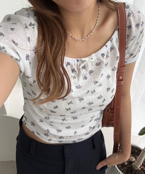 muet.(ミュエ)の「アイレット小花柄パフスリーブTシャツ(Tシャツ/カットソー・レディース・ピンク/オフホワイト・MEDIUM/LARGE)」の14枚目の写真
