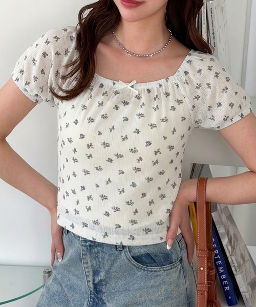 muet.(ミュエ)の「アイレット小花柄パフスリーブTシャツ(Tシャツ/カットソー・レディース・ピンク/オフホワイト・MEDIUM/LARGE)」の15枚目の写真