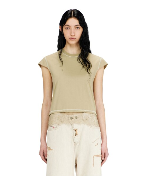 DIESEL(ディーゼル)の「ウィメンズ 半袖トップ T-LUNA(Tシャツ/カットソー・レディース・ベージュ系その他・MEDIUM/SMALL/X-SMALL/X-LARGE/LARGE)」の4枚目の写真