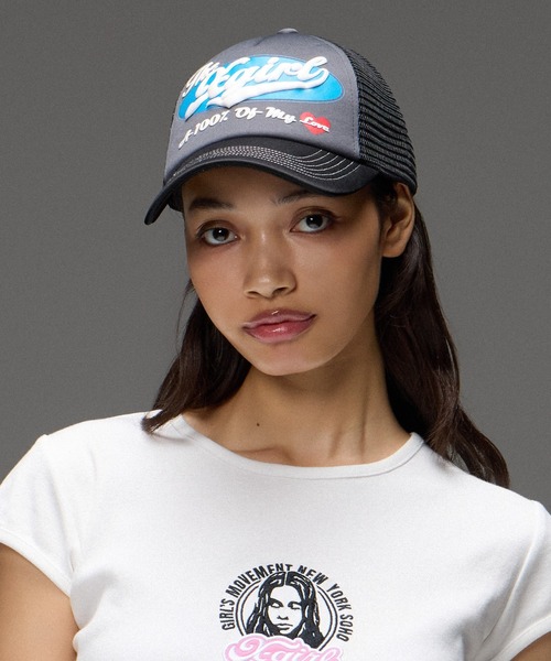 X-girl(エックスガール)の「OVAL LOGO TRUCKER CAP(キャップ・レディース・ブラック/オリーブ・ONE SIZE)」の9枚目の写真