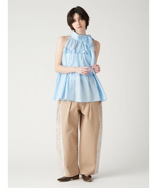 FURFUR(ファーファー)の「ドット柄ボウタイリボンティアードブラウス(シャツ/ブラウス・レディース・ドット/オフホワイト/サックスブルー・F)」の13枚目の写真