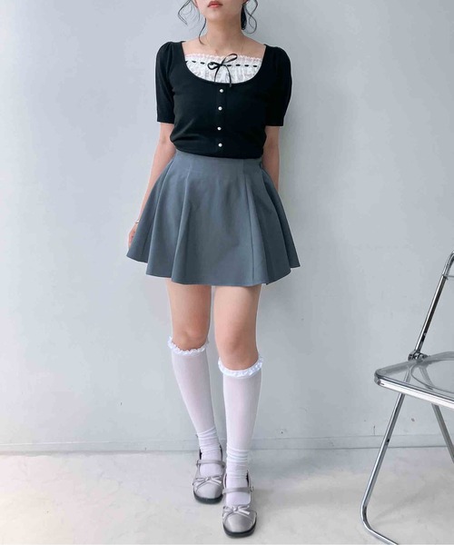 AS KNOW AS plus(アズノゥアズプラス)の「〇バックリボンフレアミニスカート(スカート・レディース・グレー/ブラック/アイボリー・FREE)」の19枚目の写真