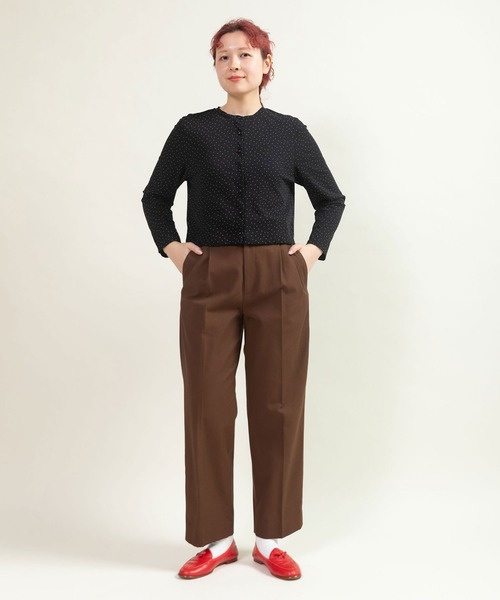 CHILD WOMAN（チャイルドウーマン）の「80/2天竺 DOTプリントクルーカーディガン長袖（カーディガン/ボレロ・レディース・ブラック/ホワイト・FREE）」の6枚目の写真