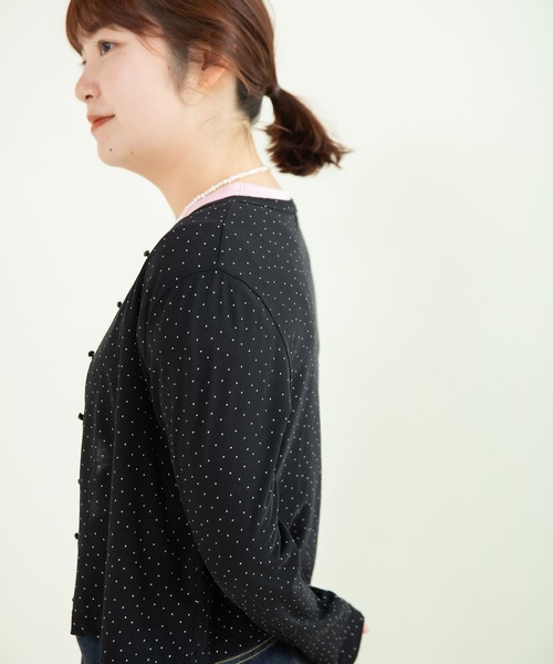 CHILD WOMAN（チャイルドウーマン）の「80/2天竺 DOTプリントクルーカーディガン長袖（カーディガン/ボレロ・レディース・ブラック/ホワイト・FREE）」の12枚目の写真