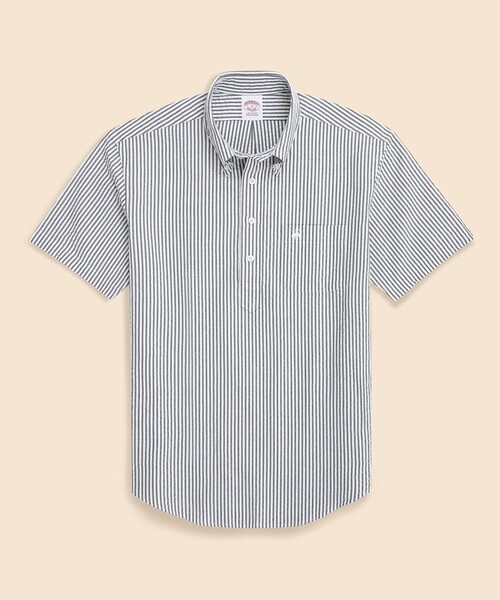 BROOKS BROTHERS(ブルックスブラザーズ)の「コットン シアサッカー GFロゴ ショートスリーブ プルオーバーシャツ(シャツ/ブラウス・メンズ・ホワイト/グリーン/ネイビー・LARGE/X-LARGE/MEDIUM/SMALL)」の3枚目の写真