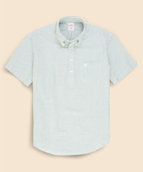 BROOKS BROTHERS(ブルックスブラザーズ)の「コットン シアサッカー GFロゴ ショートスリーブ プルオーバーシャツ(シャツ/ブラウス・メンズ・ホワイト/グリーン/ネイビー・LARGE/X-LARGE/MEDIUM/SMALL)」の2枚目の写真