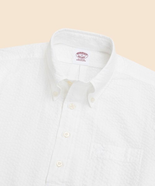 BROOKS BROTHERS(ブルックスブラザーズ)の「コットン シアサッカー GFロゴ ショートスリーブ プルオーバーシャツ(シャツ/ブラウス・メンズ・ホワイト/グリーン/ネイビー・LARGE/X-LARGE/MEDIUM/SMALL)」の4枚目の写真