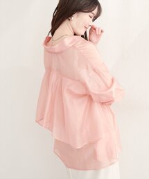 【sherbet line】接触冷感バックフリルシアーシャツ