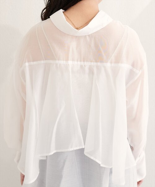 natural couture(ナチュラルクチュール)の「【sherbet line】接触冷感バックフリルシアーシャツ(シャツ/ブラウス・レディース・オフホワイト/ブラウン/ピンク/イエロー・FREE)」の12枚目の写真