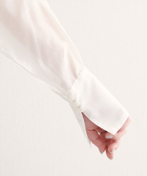natural couture(ナチュラルクチュール)の「【sherbet line】接触冷感バックフリルシアーシャツ(シャツ/ブラウス・レディース・オフホワイト/ブラウン/ピンク/イエロー・FREE)」の13枚目の写真