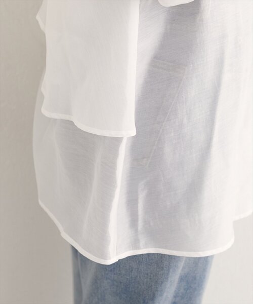 natural couture(ナチュラルクチュール)の「【sherbet line】接触冷感バックフリルシアーシャツ(シャツ/ブラウス・レディース・オフホワイト/ブラウン/ピンク/イエロー・FREE)」の15枚目の写真