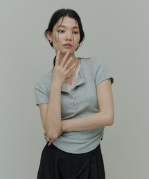 Lace Layered Henry Cut T / レースレイヤードヘンリーカットトップス