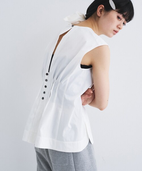 CODE A(コードエー)の「back tack blouse(シャツ/ブラウス・レディース・ライトブルー/ホワイト・00)」の1枚目の写真