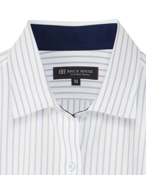 TOKYO SHIRTS（トウキョウシャツ）の「【吸水速乾】【COFREX】形態安定ノンアイロン ワイド 半袖ビジネスワイシャツ（ビジネスシャツ・レディース・ブルー・LL/L/S/M/XL）」の3枚目の写真