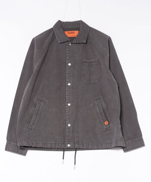 UNIVERSAL OVERALL（ユニバーサルオーバーオール）の「【72】【it】【UNIVERSAL OVERALL】VINTAGE COACH JK（ノーカラーコート・メンズ・ベージュ/チャコール/ブルー系・FREE）」の2枚目の写真