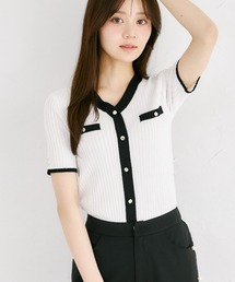 リブニット」に該当するTシャツ/カットソー（ホワイト/白色系