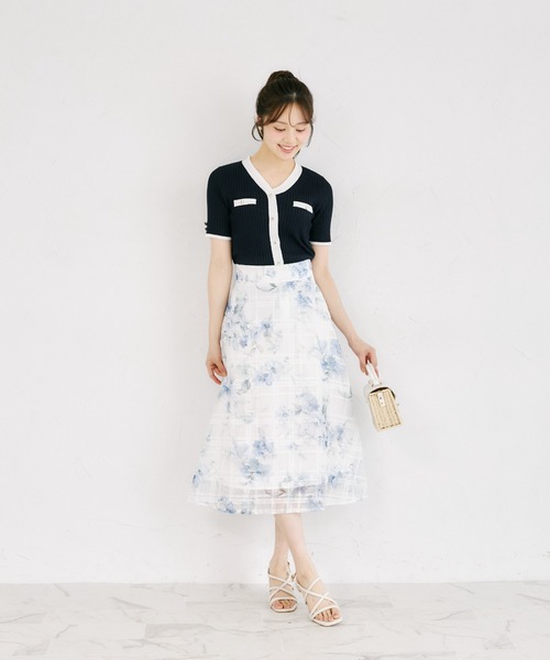 tocco closet(トッコ クローゼット)の「【ZOZO限定】接触冷感フェイクポケット装飾Vネック配色半袖リブニットトップス(Tシャツ/カットソー・レディース・ネイビー/オフホワイト/ピンク/ブラック/ミント・M)」の22枚目の写真