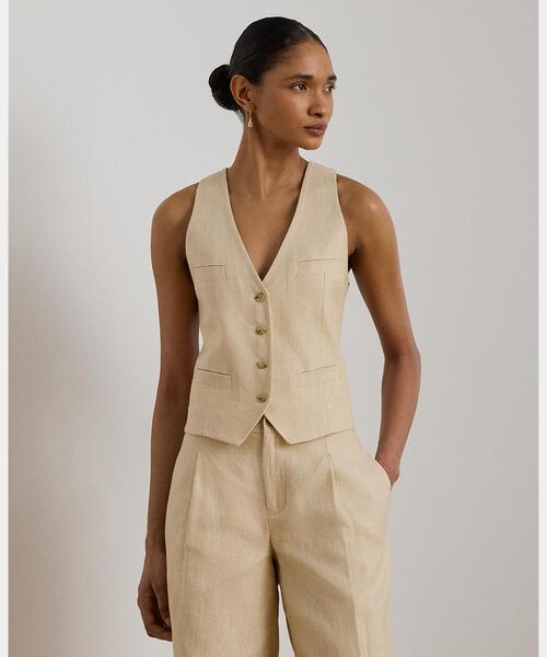 LAUREN RALPH LAUREN(ローレン ラルフ ローレン)の「リネンコットン ツイード ベスト(ベスト・レディース・ナチュラル・2/0/4/6/00)」の1枚目の写真