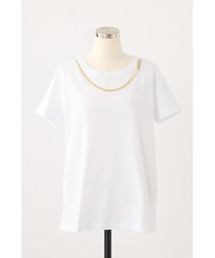 チェーンディティール 半袖クルーネックTシャツ