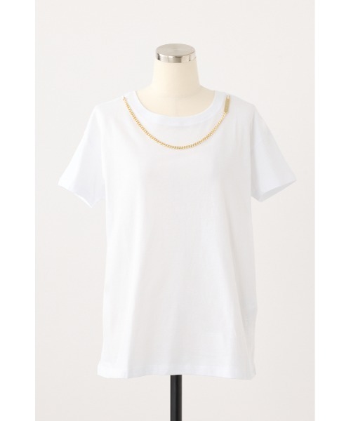 ARMANI EXCHANGE(アルマーニエクスチェンジ)の「チェーンディティール 半袖クルーネックTシャツ(Tシャツ/カットソー・レディース・ブラック/ホワイト・SMALL)」の2枚目の写真
