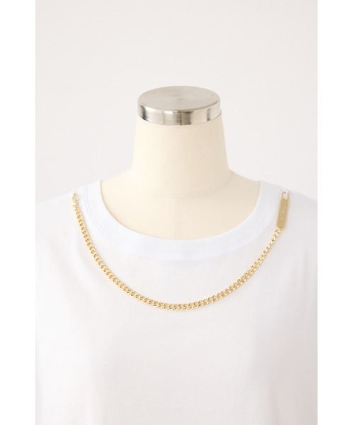 ARMANI EXCHANGE(アルマーニエクスチェンジ)の「チェーンディティール 半袖クルーネックTシャツ(Tシャツ/カットソー・レディース・ブラック/ホワイト・SMALL)」の7枚目の写真