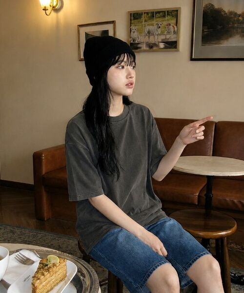 WANIL（ウェニール）の「ユルブピグメントダイング半袖Tシャツ5カラー[WASF_1001]（Tシャツ/カットソー・レディース・グレー/ベージュ/スカイブルー/チャコール/グリーン・SMALL/MEDIUM/LARGE/X-LARGE）」の12枚目の写真