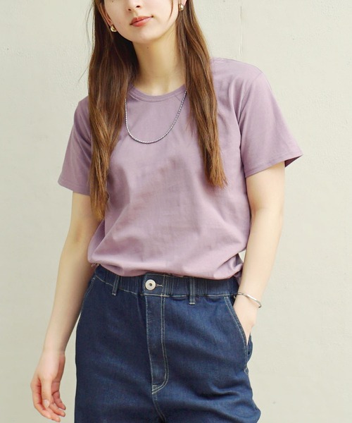 zootie（ズーティー）の「汗しみない Tシャツ［スタンダード］（Tシャツ/カットソー・レディース・グレイッシュブルー/ブラック/ネイビー系/レッド系その他/オフホワイト/ライトカーキ/ライトオレンジ系/杢グレー/ダークカーキ/モカ/イエロー系その他/ラベンダー/アイボリー/ネイビー・3L/L/LL/M）」の12枚目の写真