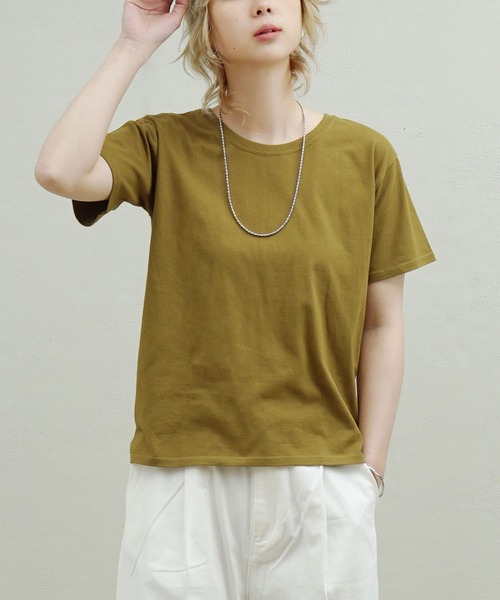 zootie（ズーティー）の「汗しみない Tシャツ［スタンダード］（Tシャツ/カットソー・レディース・グレイッシュブルー/ブラック/ネイビー系/レッド系その他/オフホワイト/ライトカーキ/ライトオレンジ系/杢グレー/ダークカーキ/モカ/イエロー系その他/ラベンダー/アイボリー/ネイビー・3L/L/LL/M）」の13枚目の写真