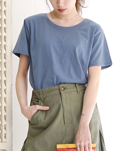 zootie（ズーティー）の「汗しみない Tシャツ［スタンダード］（Tシャツ/カットソー・レディース・グレイッシュブルー/ブラック/ネイビー系/レッド系その他/オフホワイト/ライトカーキ/ライトオレンジ系/杢グレー/ダークカーキ/モカ/イエロー系その他/ラベンダー/アイボリー/ネイビー・3L/L/LL/M）」の10枚目の写真