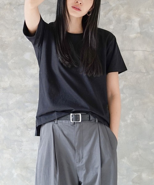 zootie（ズーティー）の「汗しみない Tシャツ［スタンダード］（Tシャツ/カットソー・レディース・グレイッシュブルー/ブラック/ネイビー系/レッド系その他/オフホワイト/ライトカーキ/ライトオレンジ系/杢グレー/ダークカーキ/モカ/イエロー系その他/ラベンダー/アイボリー/ネイビー・3L/L/LL/M）」の19枚目の写真