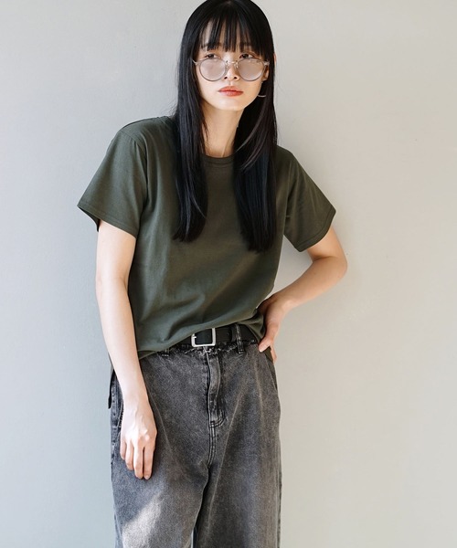 zootie（ズーティー）の「汗しみない Tシャツ［スタンダード］（Tシャツ/カットソー・レディース・グレイッシュブルー/ブラック/ネイビー系/レッド系その他/オフホワイト/ライトカーキ/ライトオレンジ系/杢グレー/ダークカーキ/モカ/イエロー系その他/ラベンダー/アイボリー/ネイビー・3L/L/LL/M）」の22枚目の写真