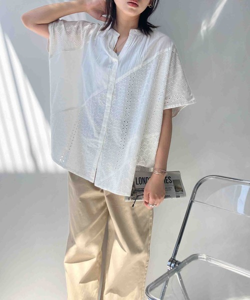 AS KNOW AS plus(アズノゥアズプラス)の「〇インドコットン ドルマンパッチ半袖ブラウス(シャツ/ブラウス・レディース・ダークブルー/ブラック/オフホワイト・FREE)」の22枚目の写真