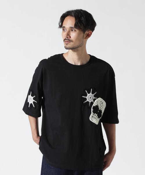 DISCOVERED（ディスカバード）の「DISCOVERED（ディスカバード） 別注MEXICAN SKULL CROCHET S/S TEE / クロシェ半袖Tシャツ（Tシャツ/カットソー・メンズ・ホワイト/ブラック/グレー・1/3）」の2枚目の写真